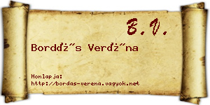 Bordás Veréna névjegykártya